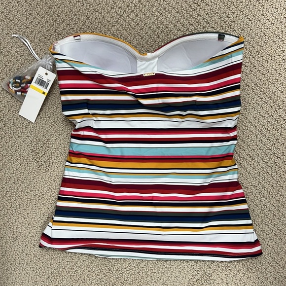 NEW Anne Cole Boardwalk Stripe Twist Front Bandeau Tankini Top Optional Strap M - Picture 5 of 11
